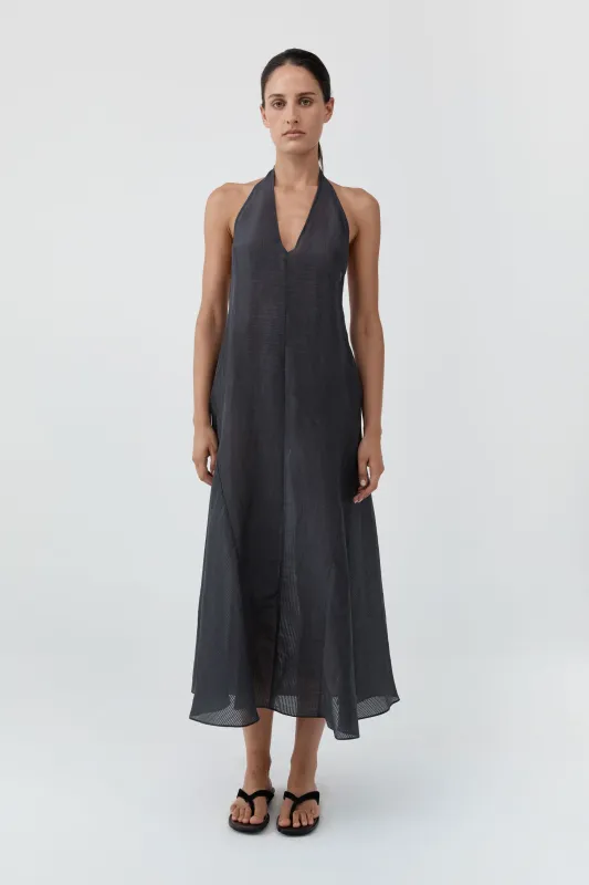 Woven Check Halter Dress - Iron Glaze made by St. Agni