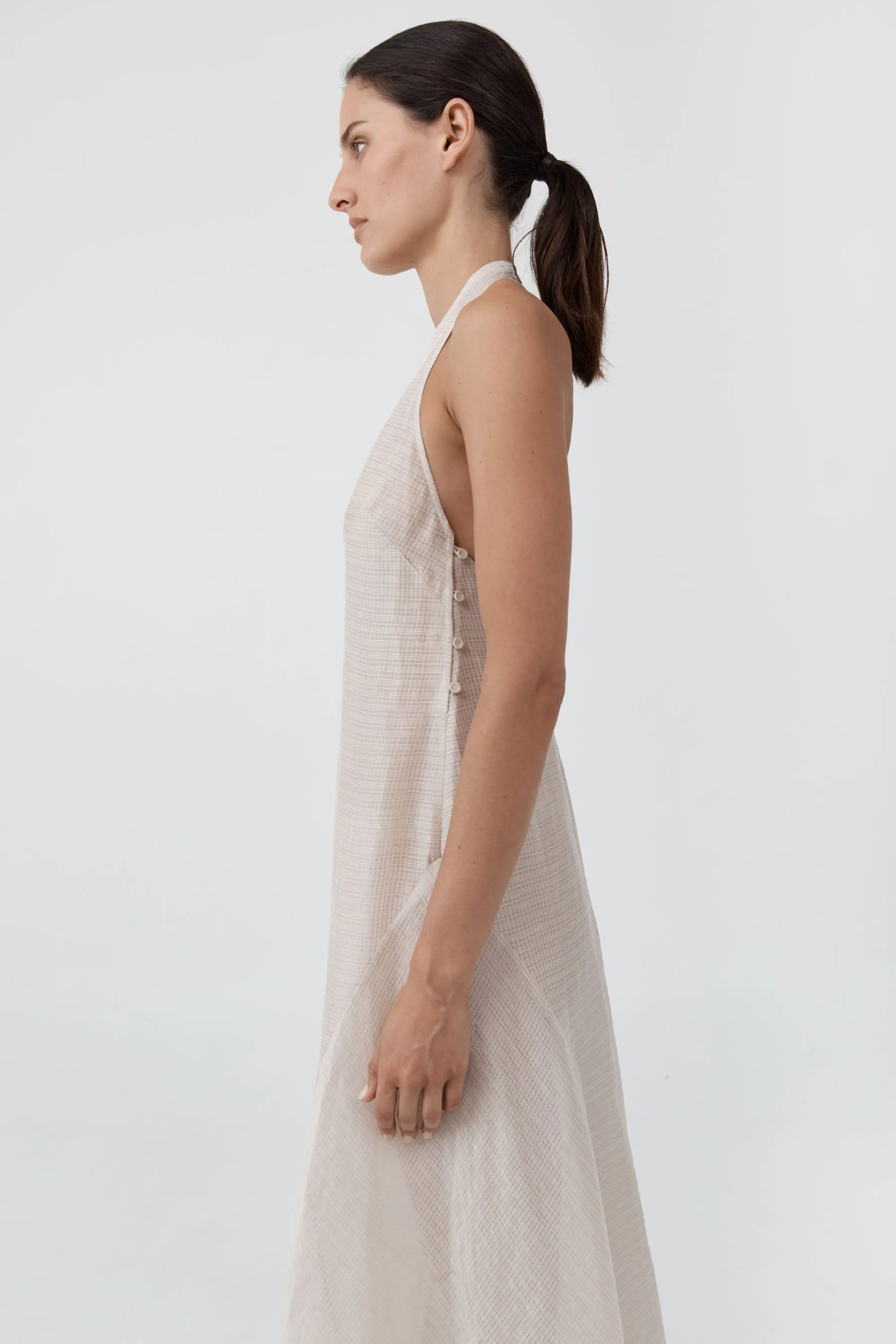 Woven Check Halter Dress - Soft Ash sold by St. Agni product image thumbnail 3