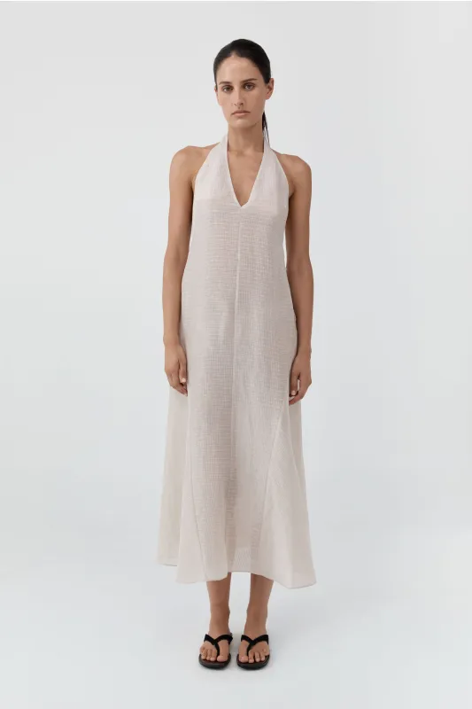Woven Check Halter Dress - Soft Ash made by St. Agni