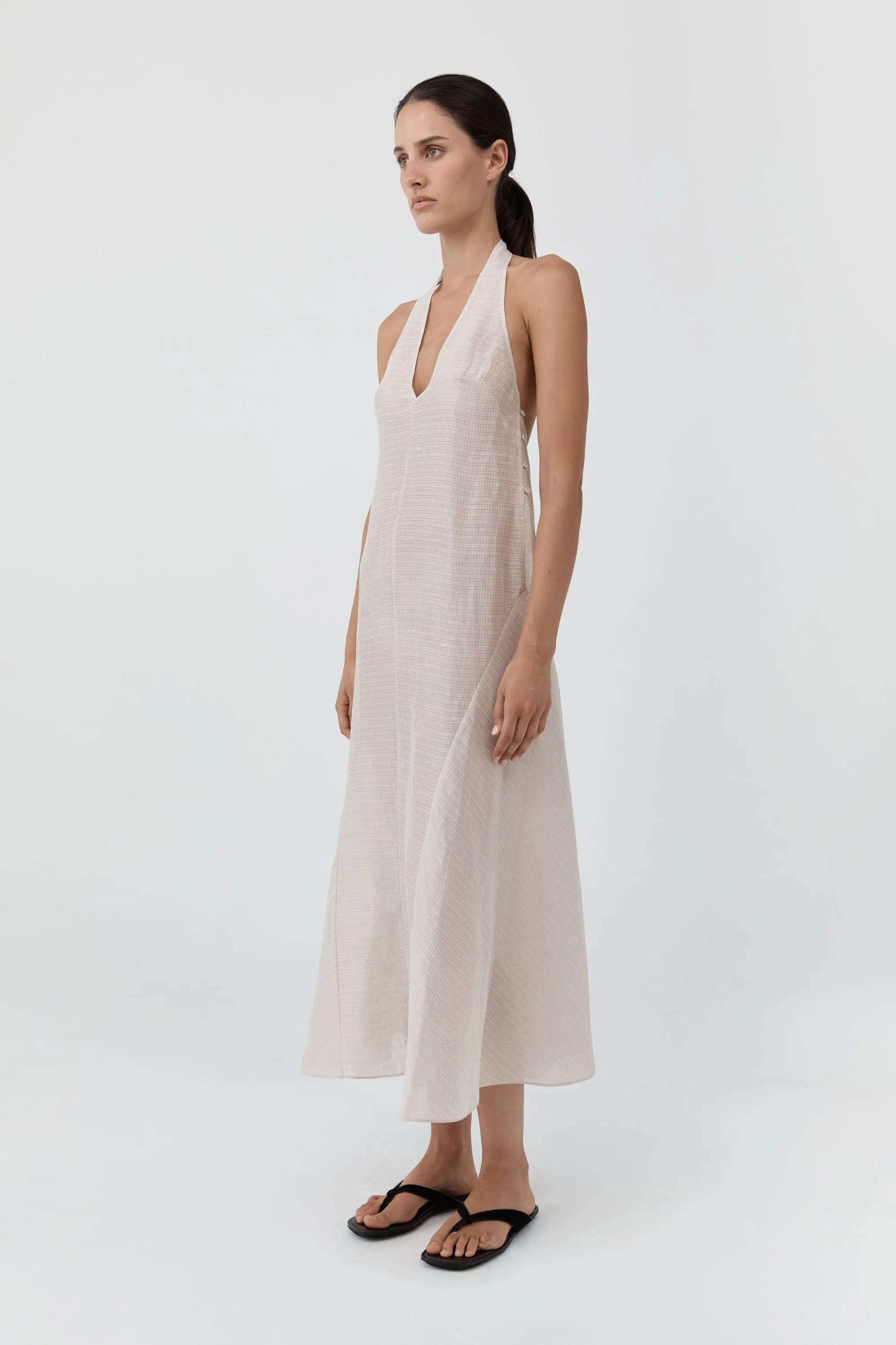 Woven Check Halter Dress - Soft Ash sold by St. Agni product image thumbnail 5