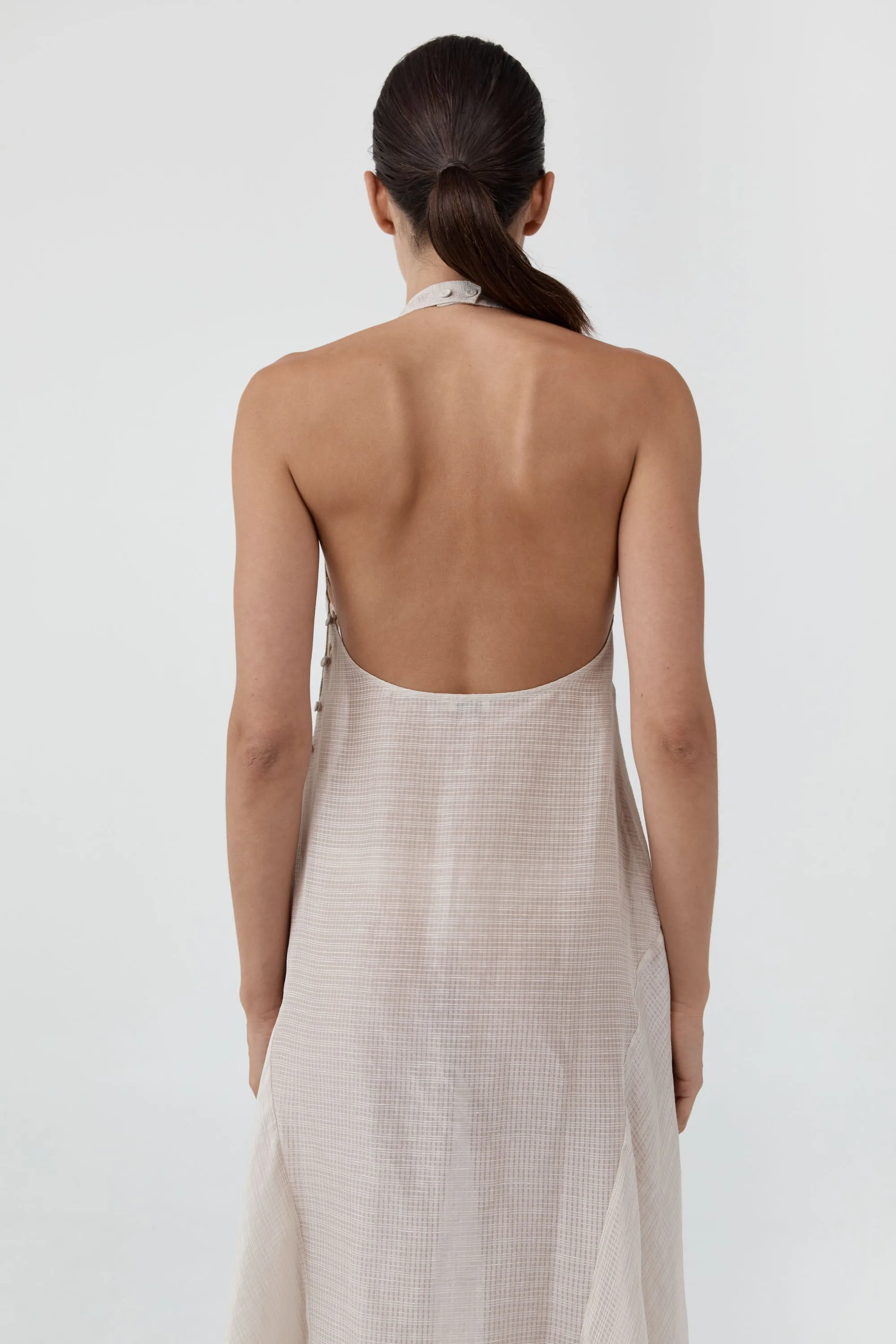 Woven Check Halter Dress - Soft Ash sold by St. Agni product image thumbnail 4