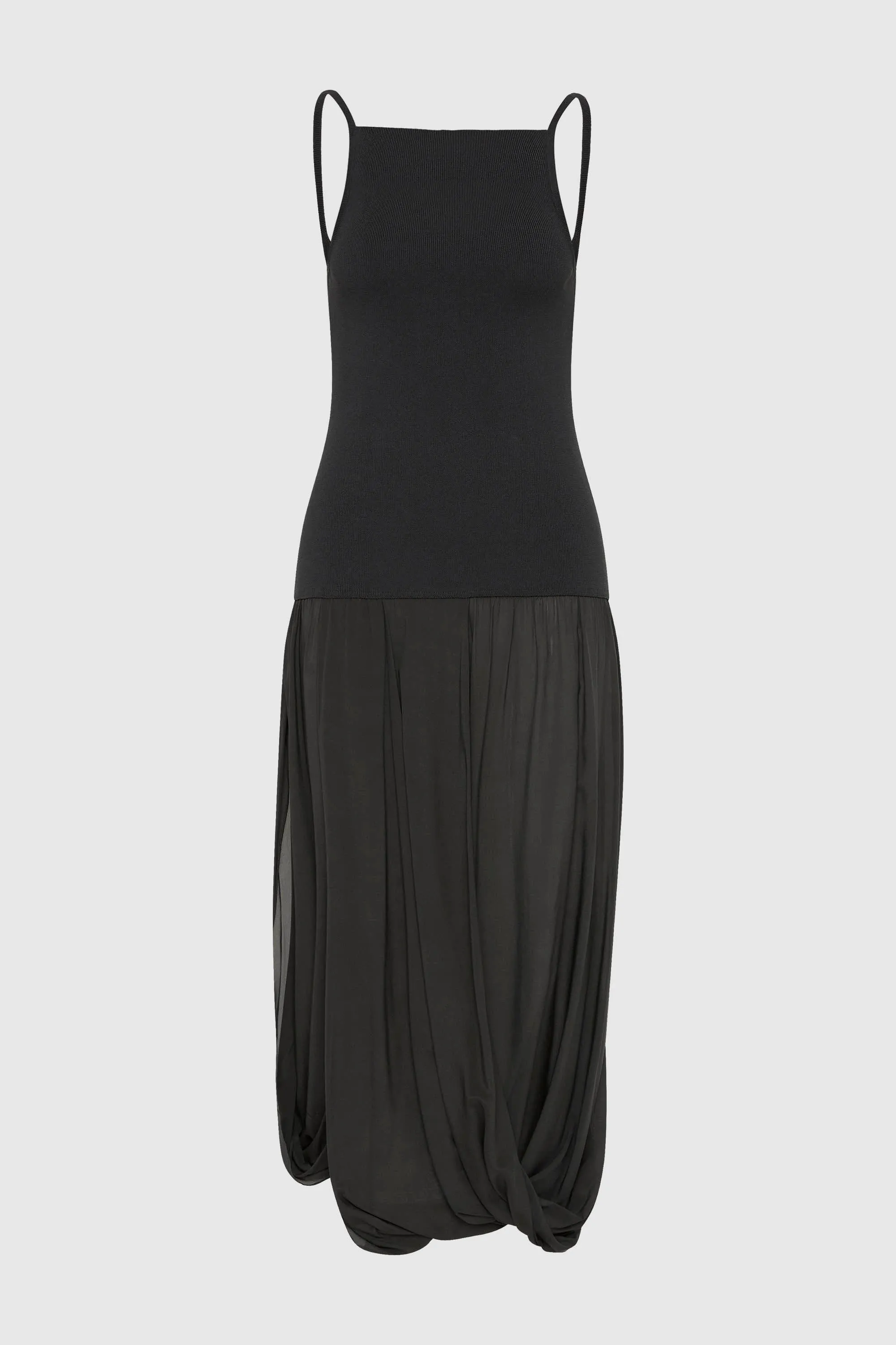 Knit Bodice Sheer Drape Dress - Magnet sold by St. Agni product image thumbnail 5
