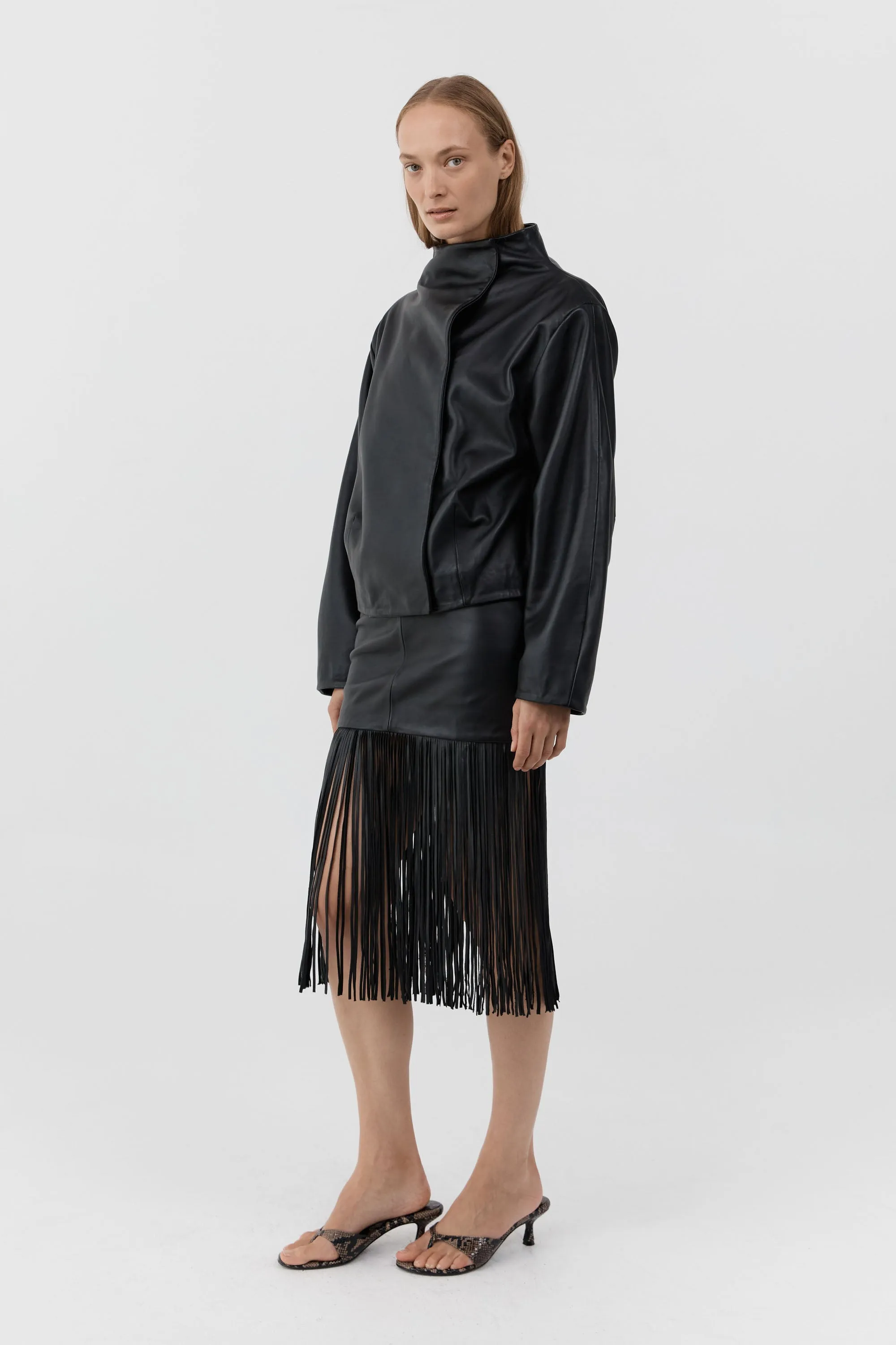 Leather Fringe Skirt - Black sold by St. Agni product image thumbnail 3