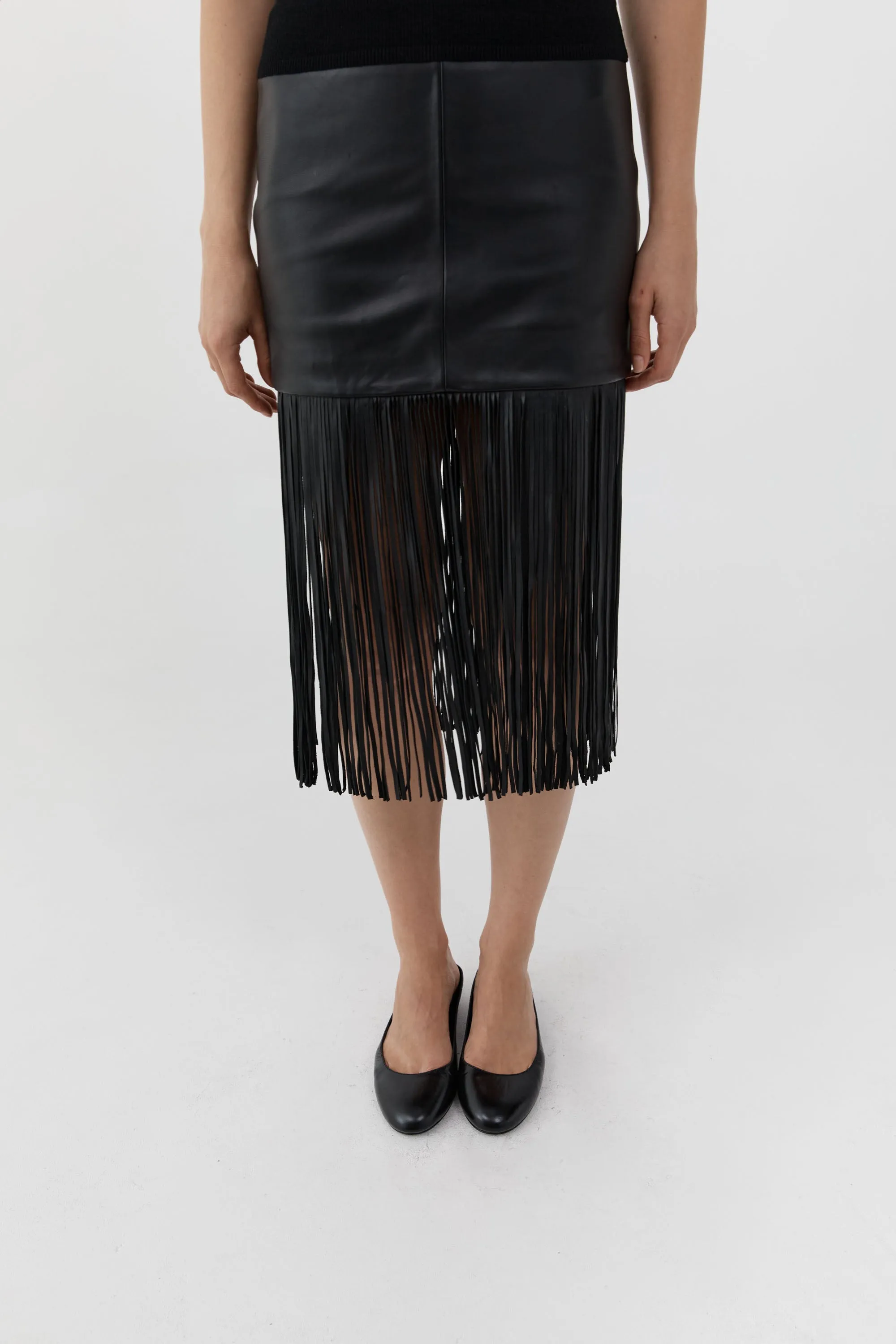 Leather Fringe Skirt - Black sold by St. Agni product image thumbnail 2