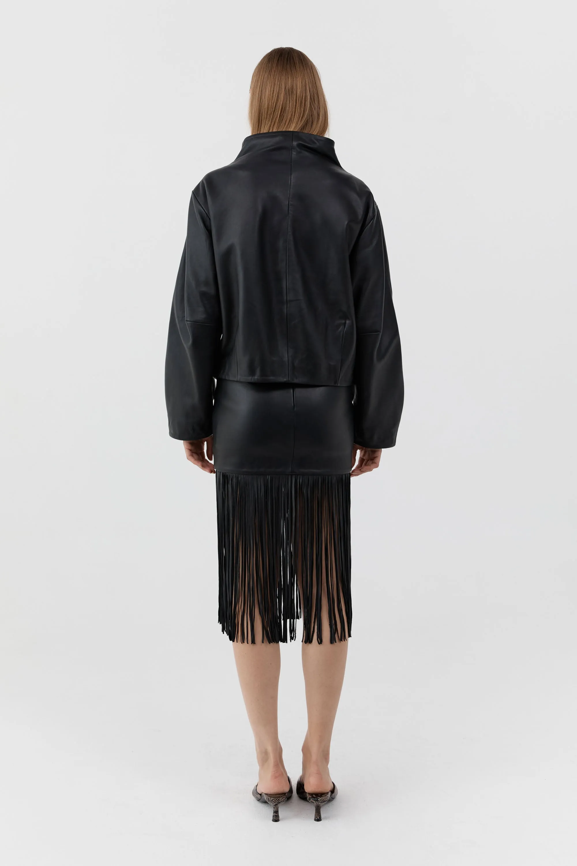 Leather Fringe Skirt - Black sold by St. Agni product image thumbnail 4
