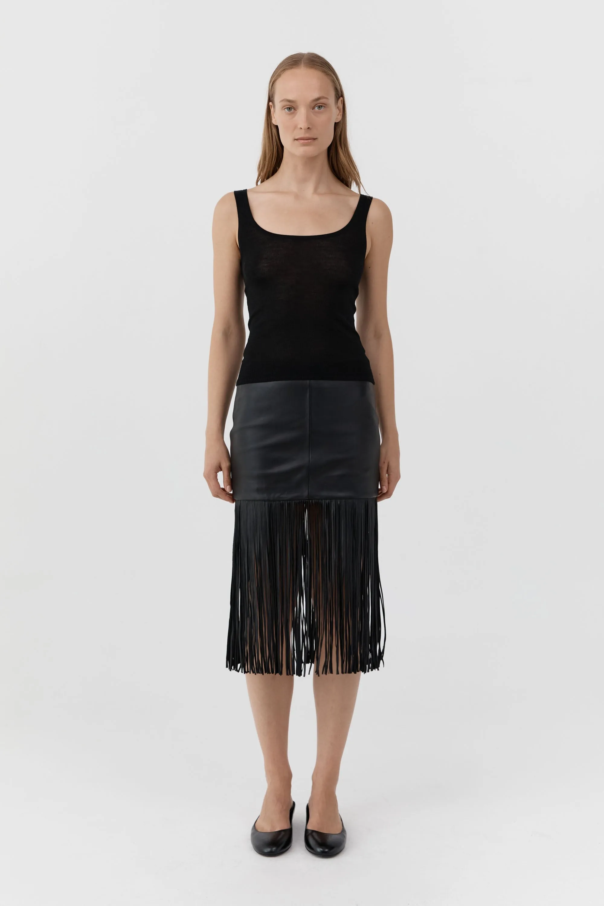 Leather Fringe Skirt - Black sold by St. Agni product image thumbnail 5