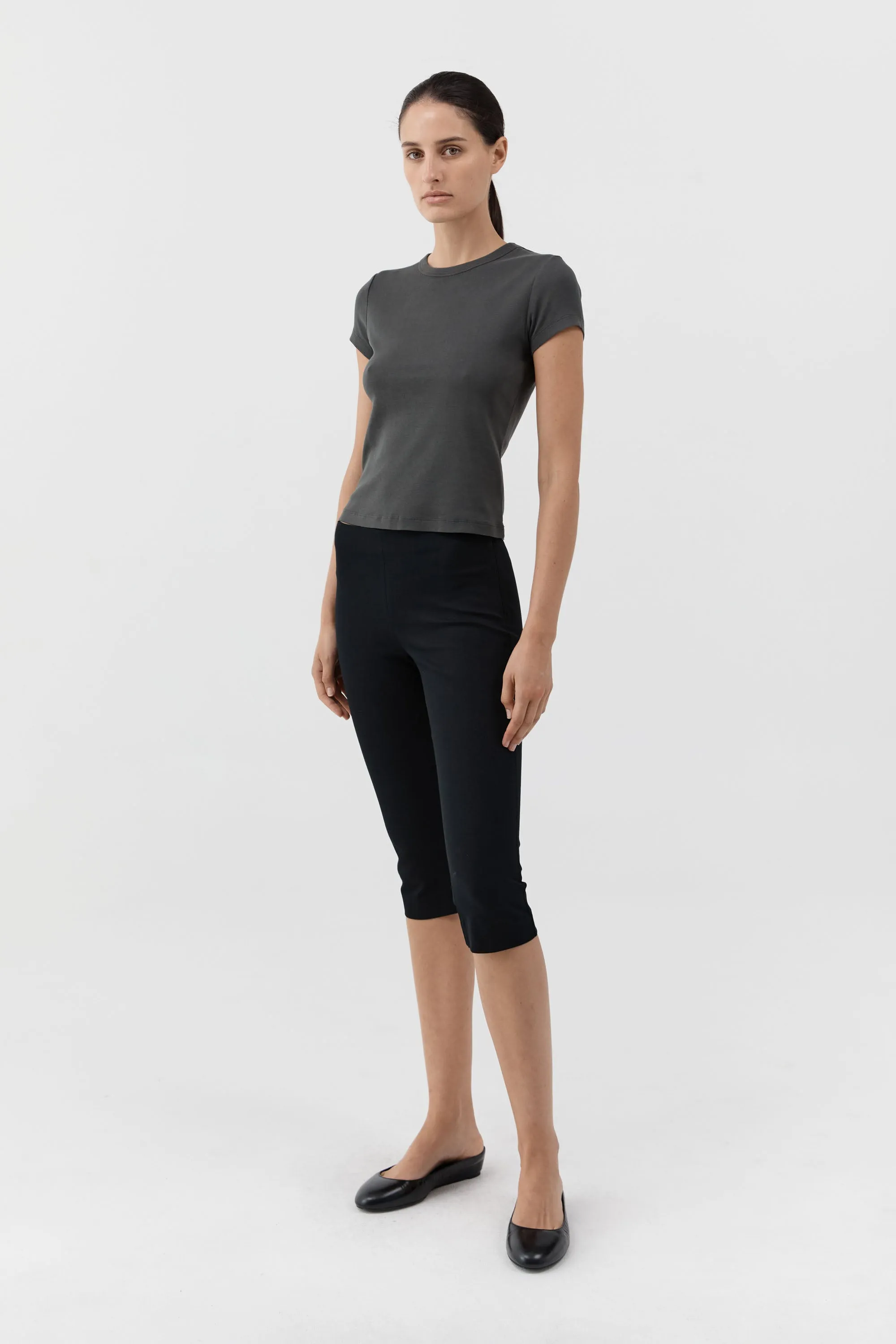 Compact Cotton Capri Pants - Black sold by St. Agni product image thumbnail 2