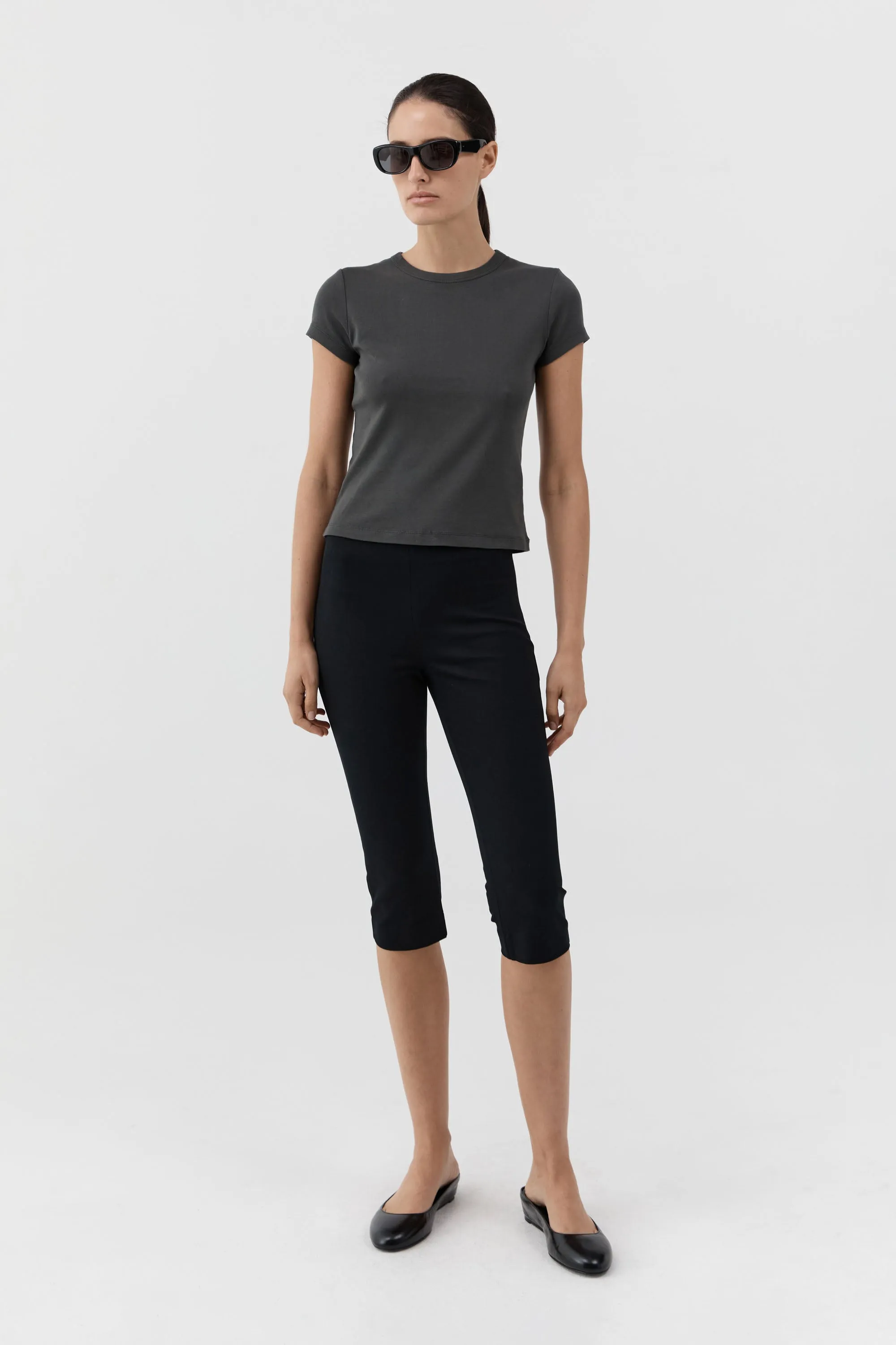 Compact Cotton Capri Pants - Black sold by St. Agni product image thumbnail 4