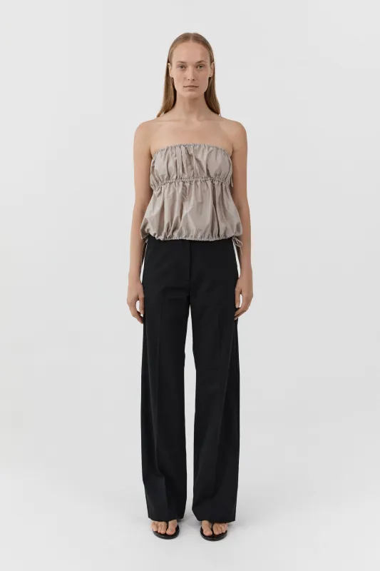Paper Taffeta Strapless Drawstring Top - Fog made by St. Agni