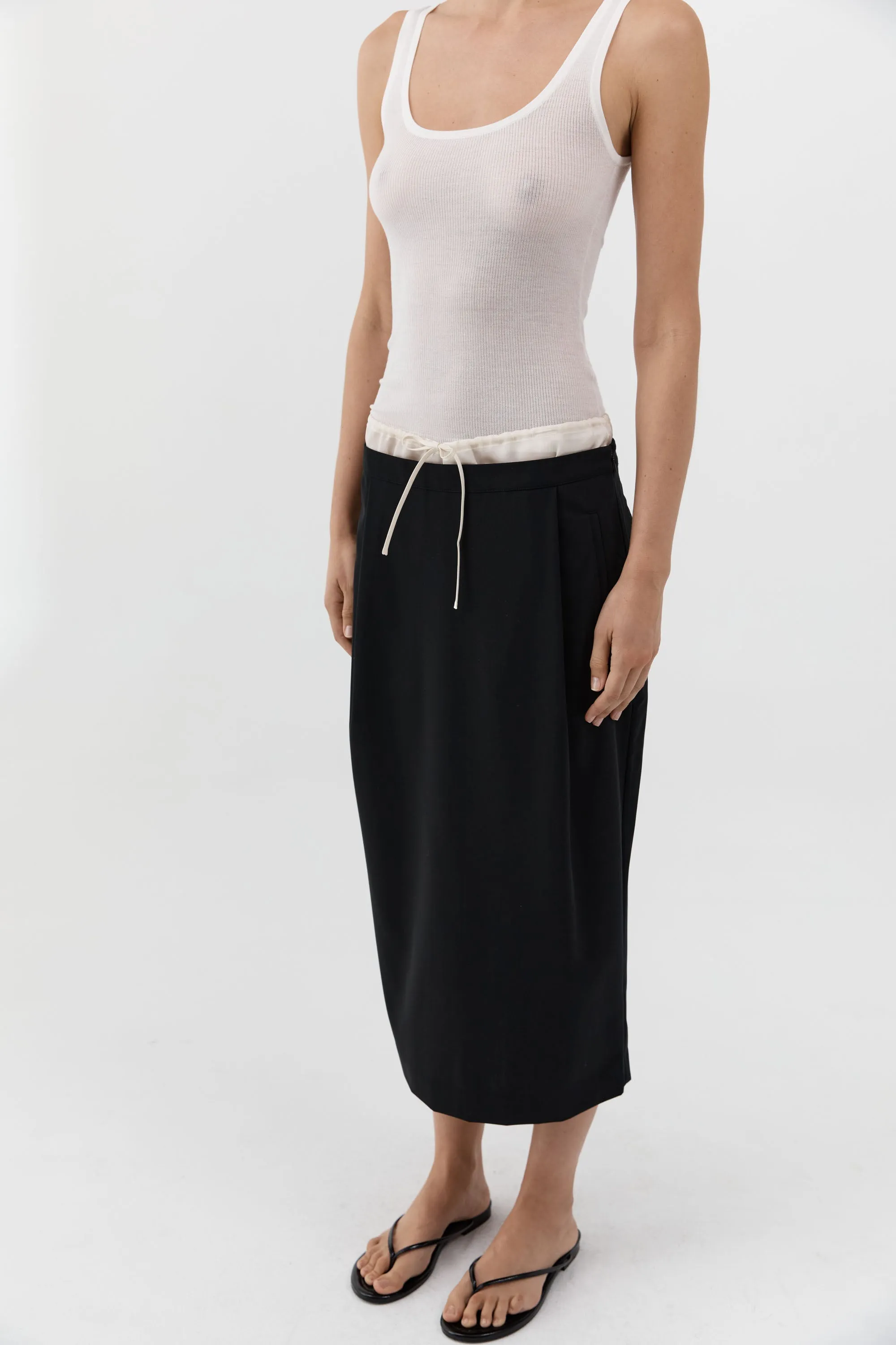 Layered Waist Column Skirt - Black sold by St. Agni product image thumbnail 5
