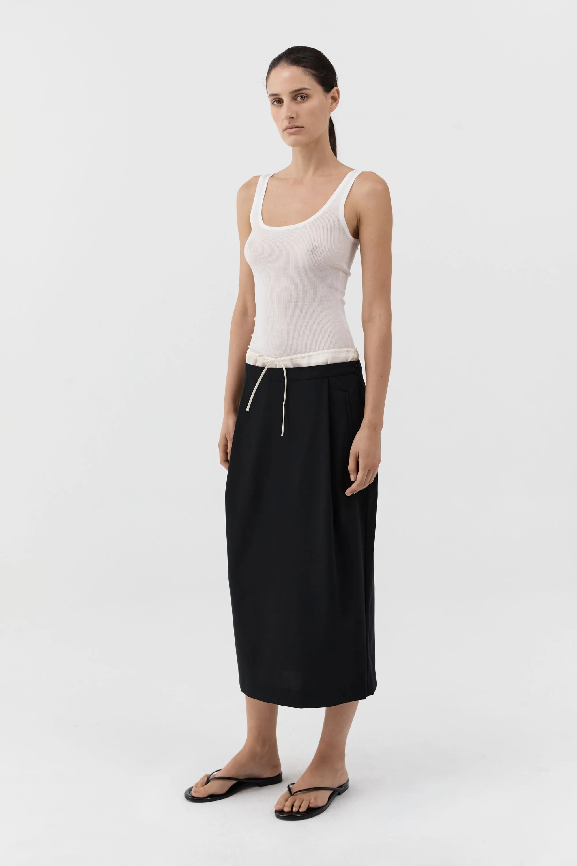 Layered Waist Column Skirt - Black sold by St. Agni product image thumbnail 3