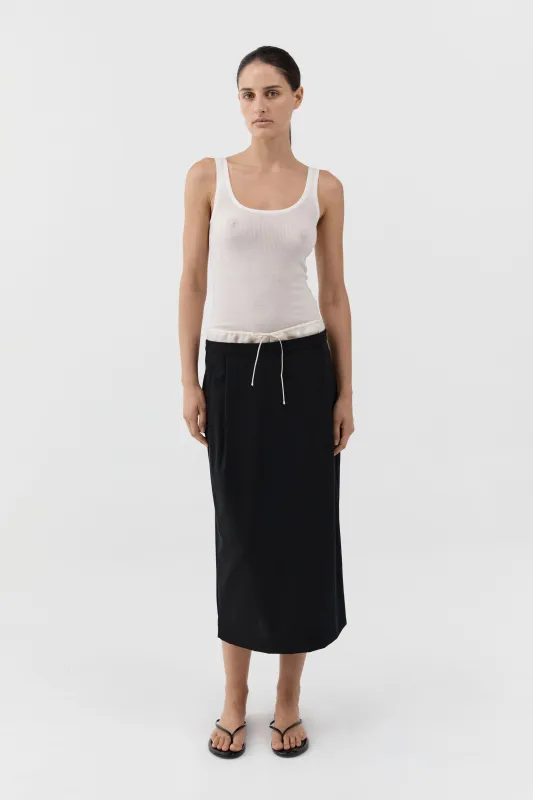 Layered Waist Column Skirt - Black made by St. Agni