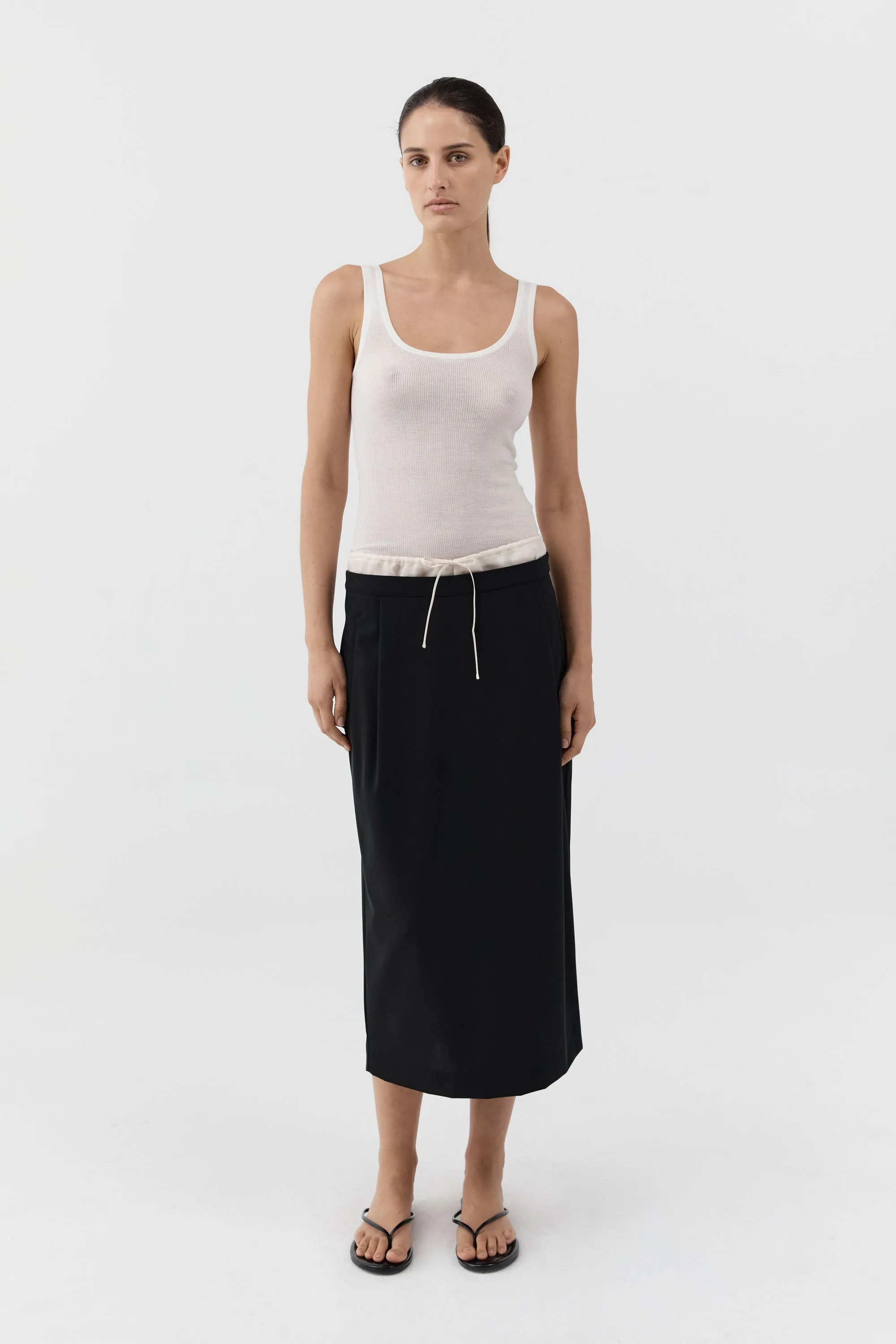 Layered Waist Column Skirt - Black sold by St. Agni
