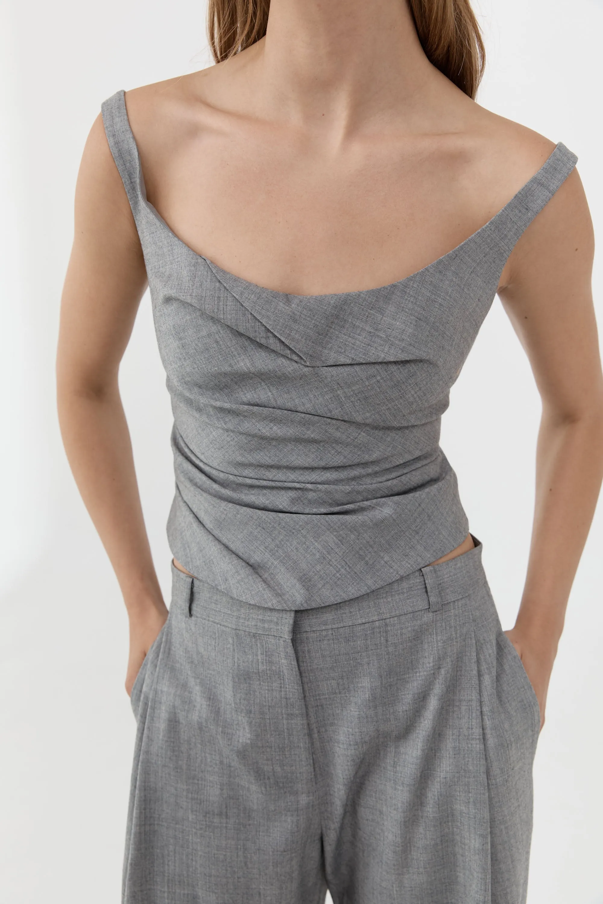 Wool Draped Bodice - Cobblestone sold by St. Agni product image thumbnail 2