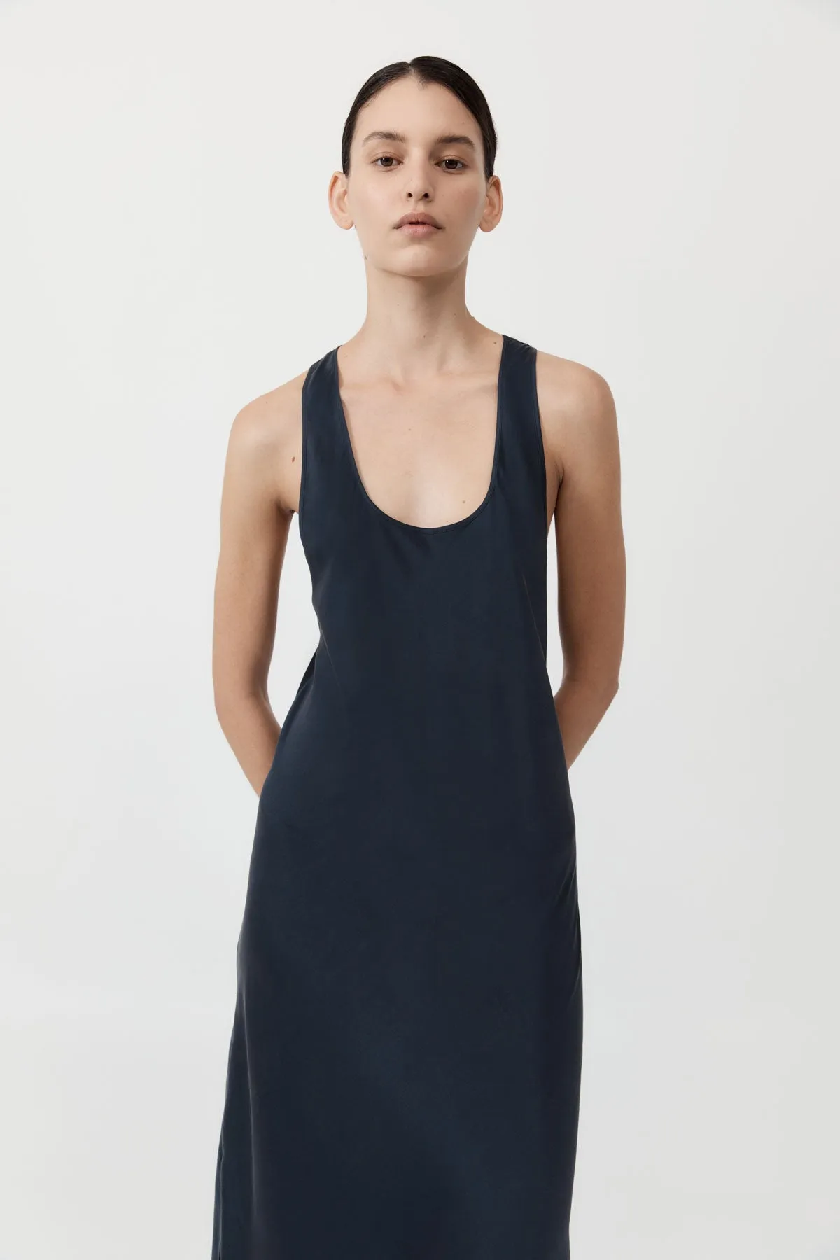 Soft Silk Bias Tank Dress - Inkwell sold by St. Agni product image thumbnail 3