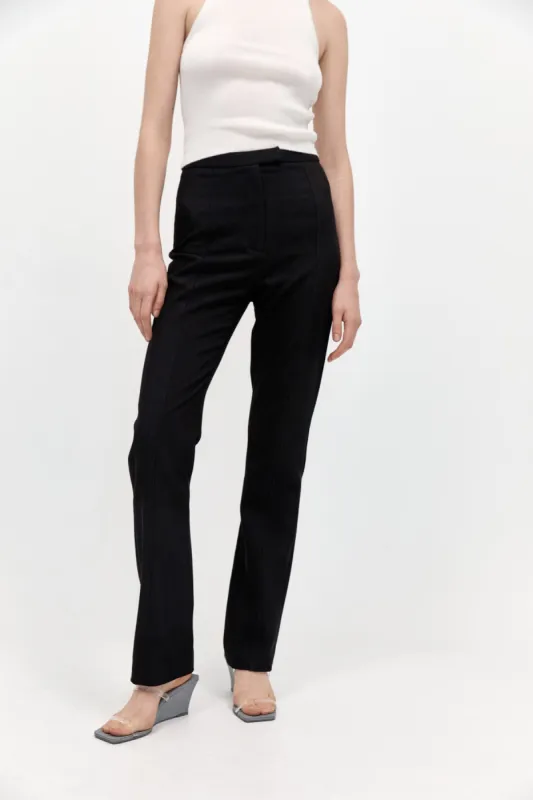 Slim Panelled Trousers - Black made by St. Agni
