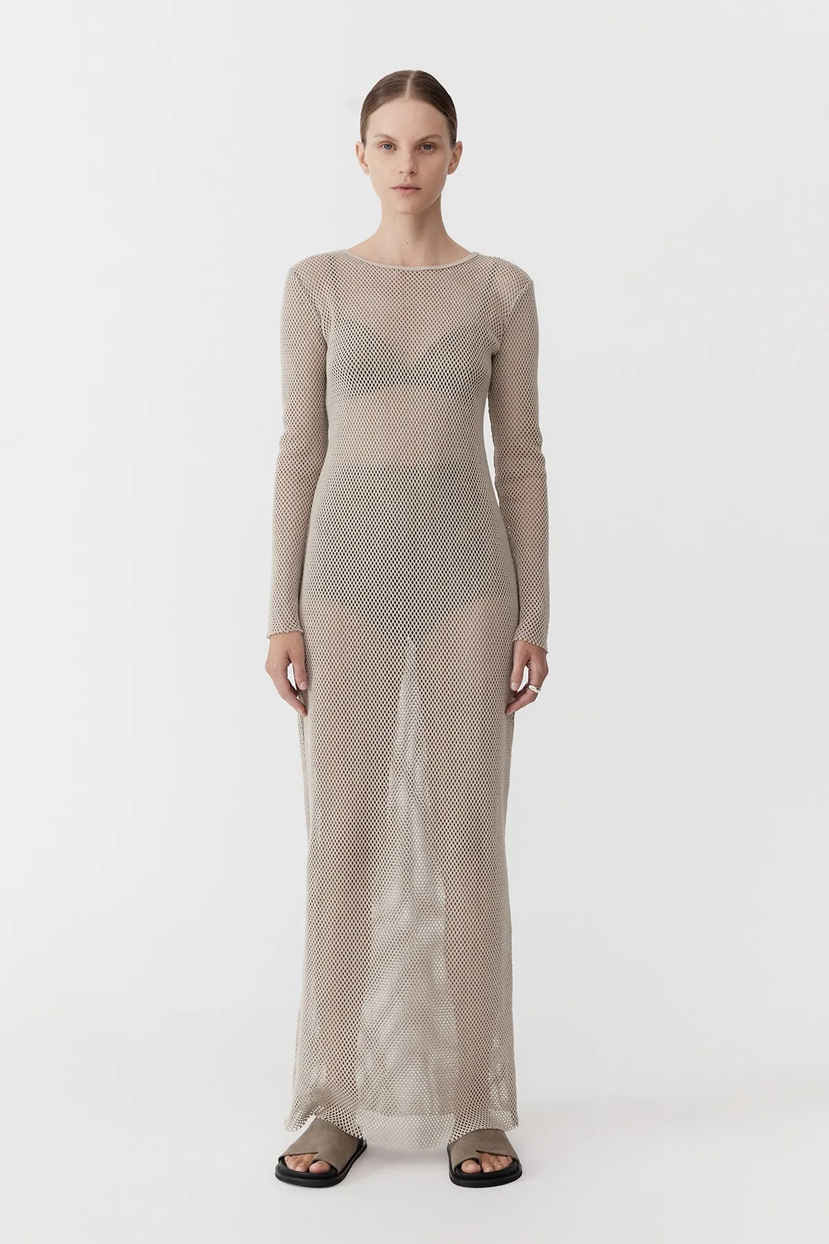 Mesh Long Sleeve Dress - Aloe sold by St. Agni