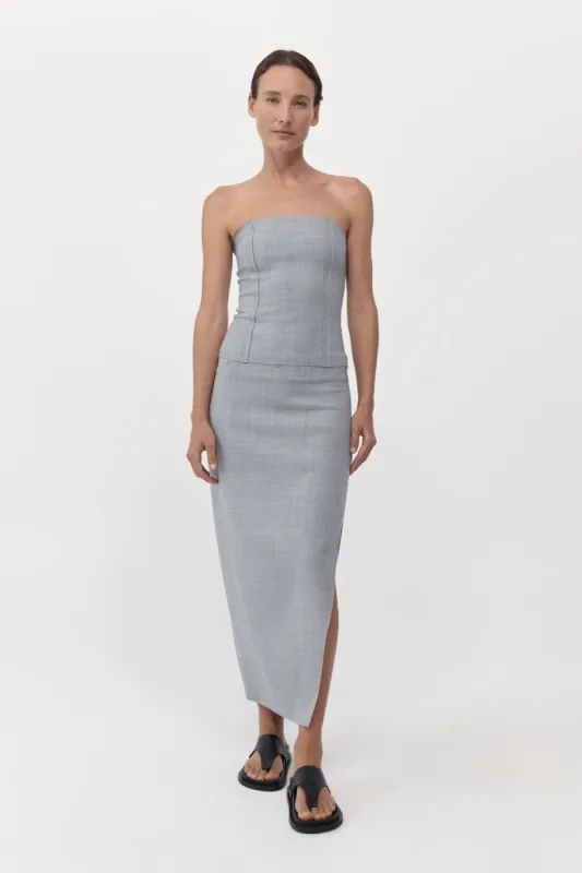 Raw Hem Midi Skirt - Grey Heather sold by St. Agni