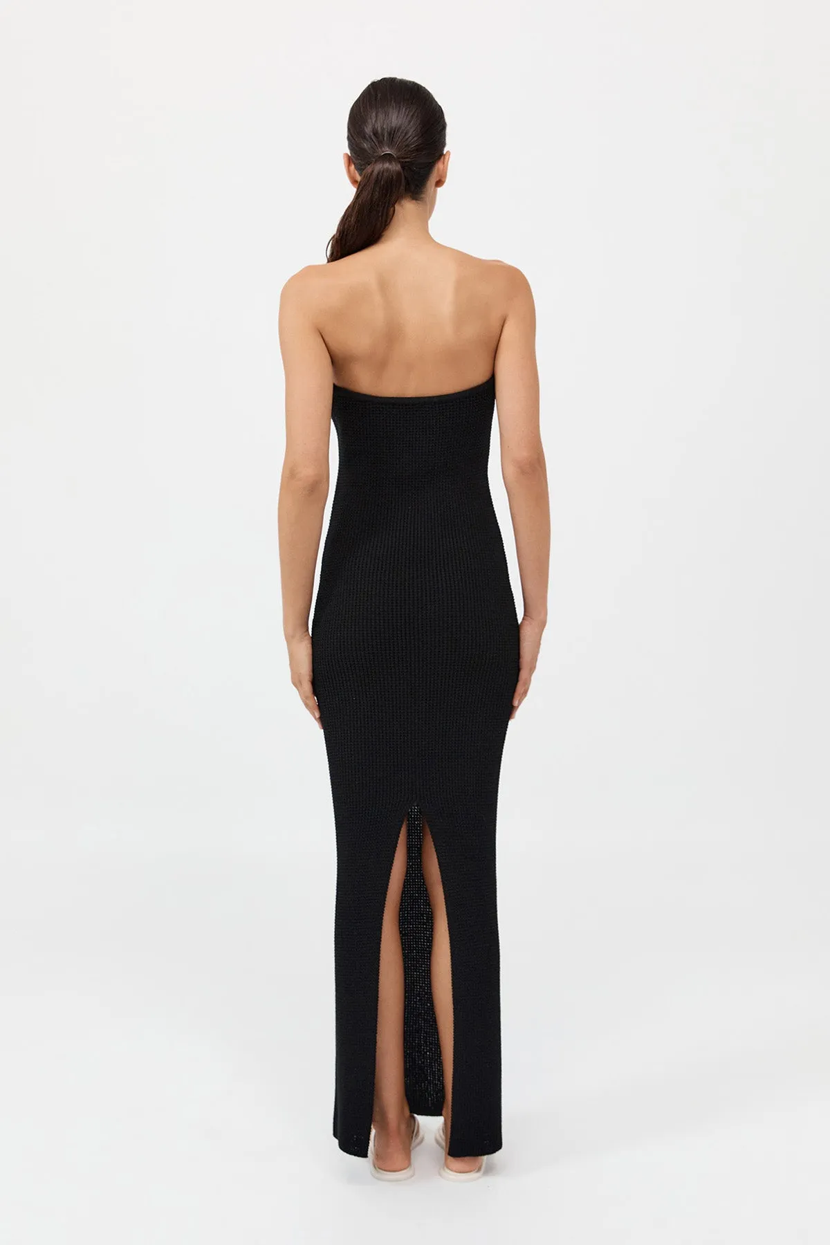 Textured Knit Column Dress - Black sold by St. Agni product image thumbnail 4