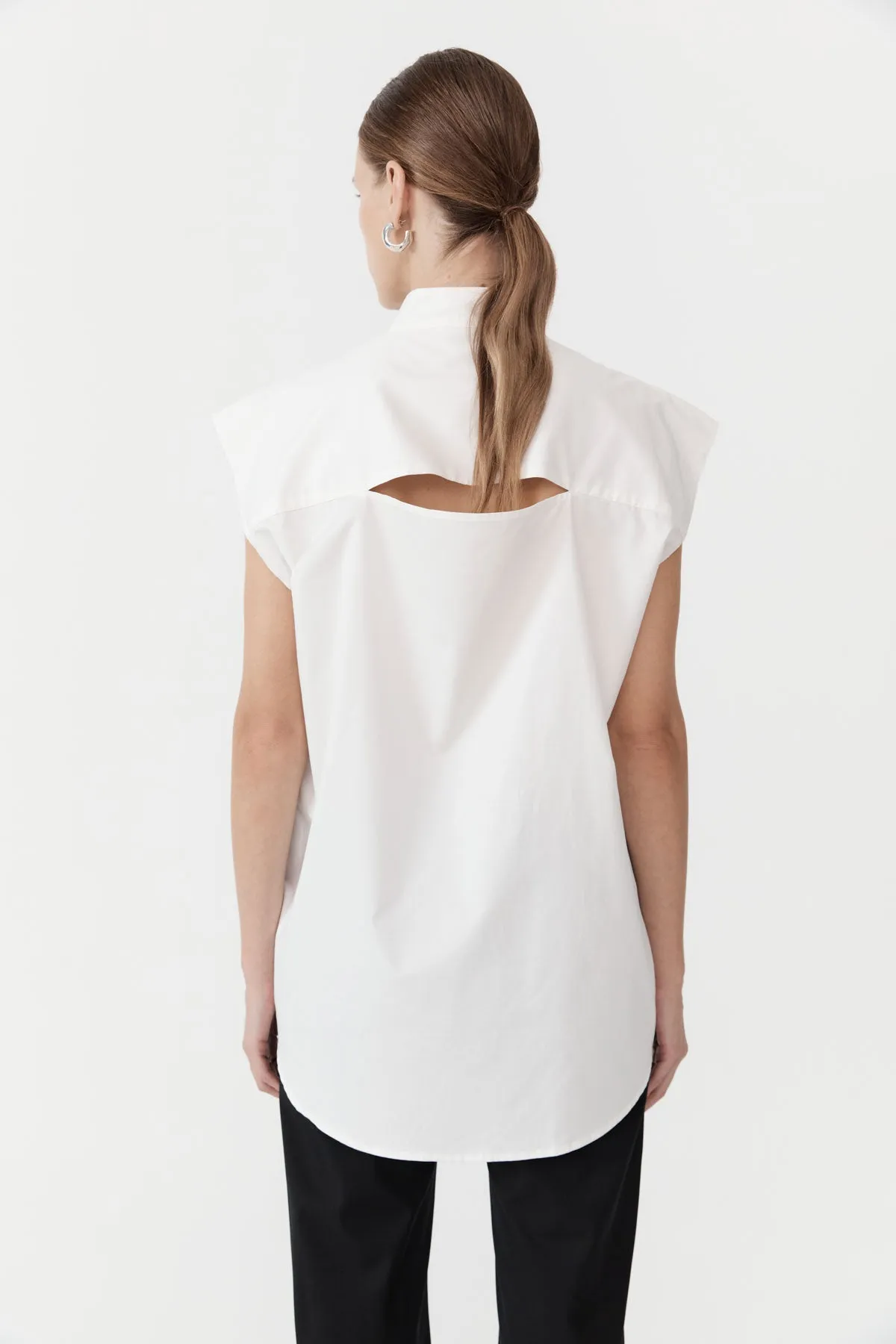 Sleeveless Tuck Detail Shirt - White sold by St. Agni product image thumbnail 3