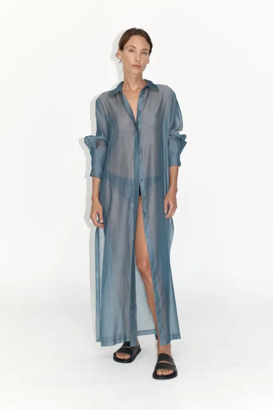 Sheer Shirt Dress - Slate sold by St. Agni