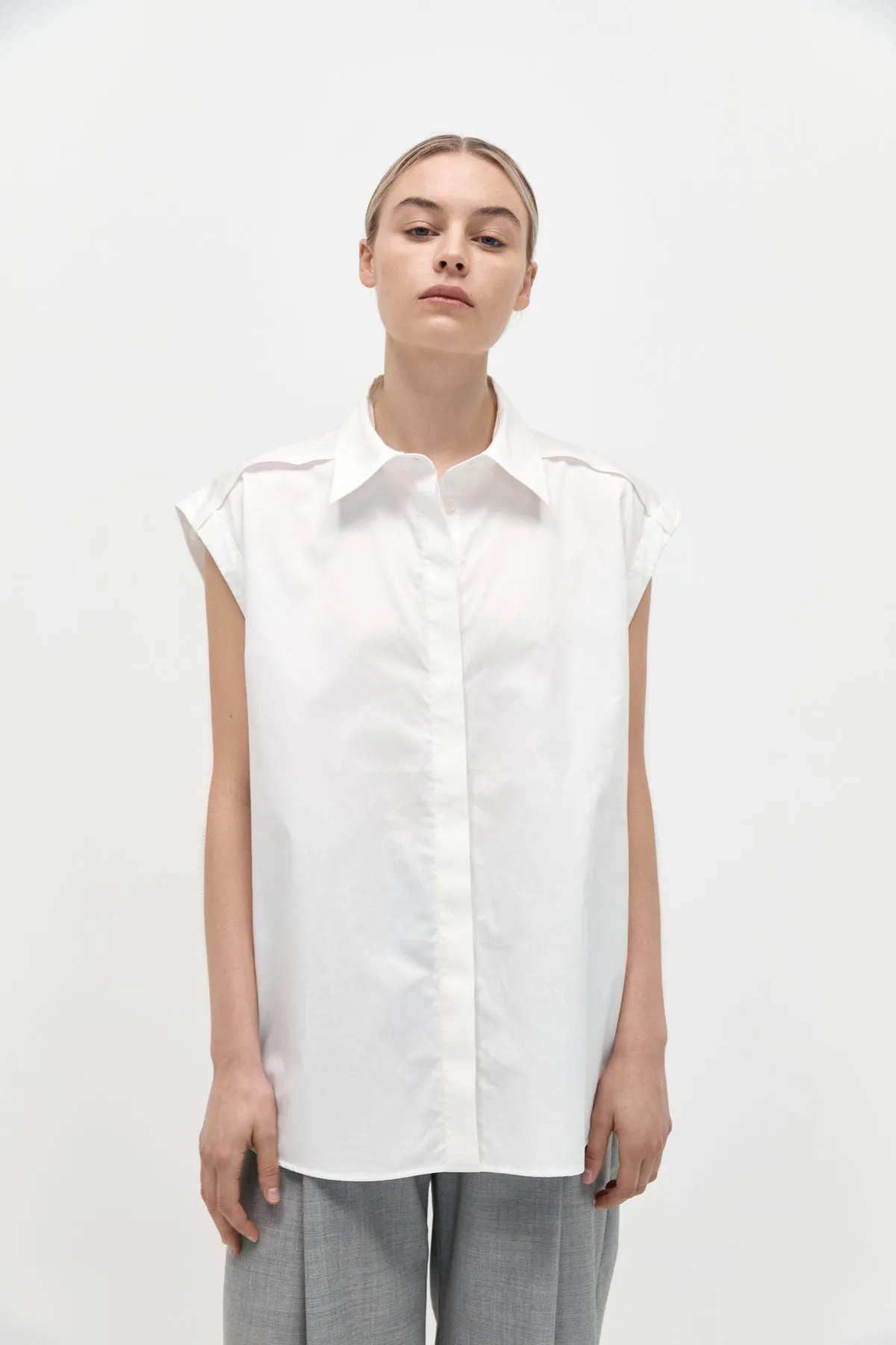 Detachable Sleeve Shirt - White sold by St. Agni product image thumbnail 2