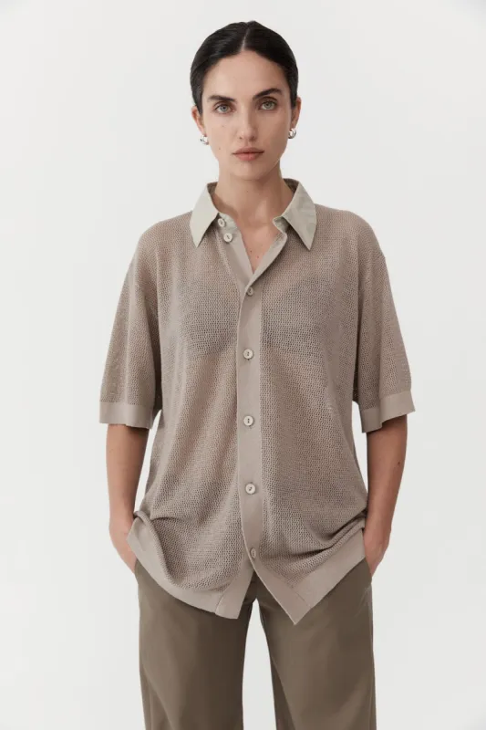 Mesh Short Sleeve Shirt - Fog sold by St. Agni