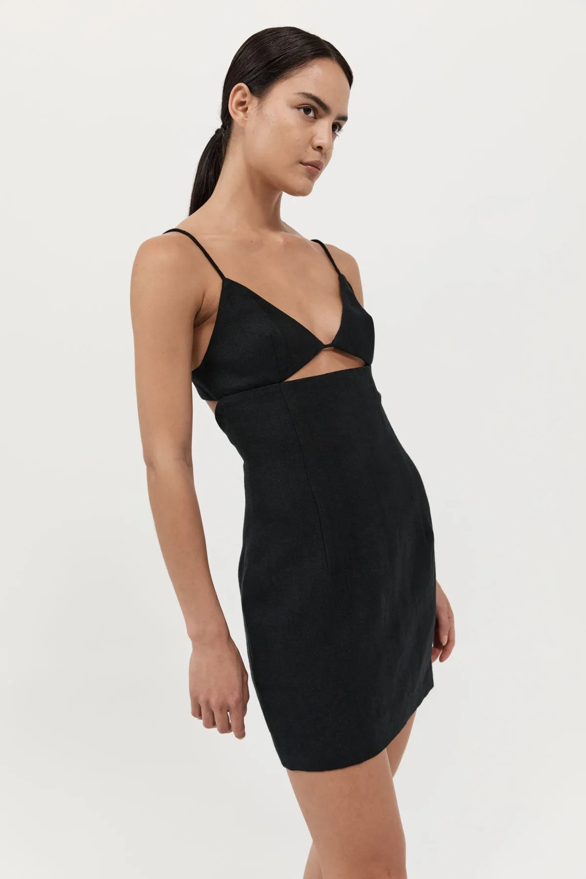 Linen Bra Mini Dress - Black sold by St. Agni product image thumbnail 2