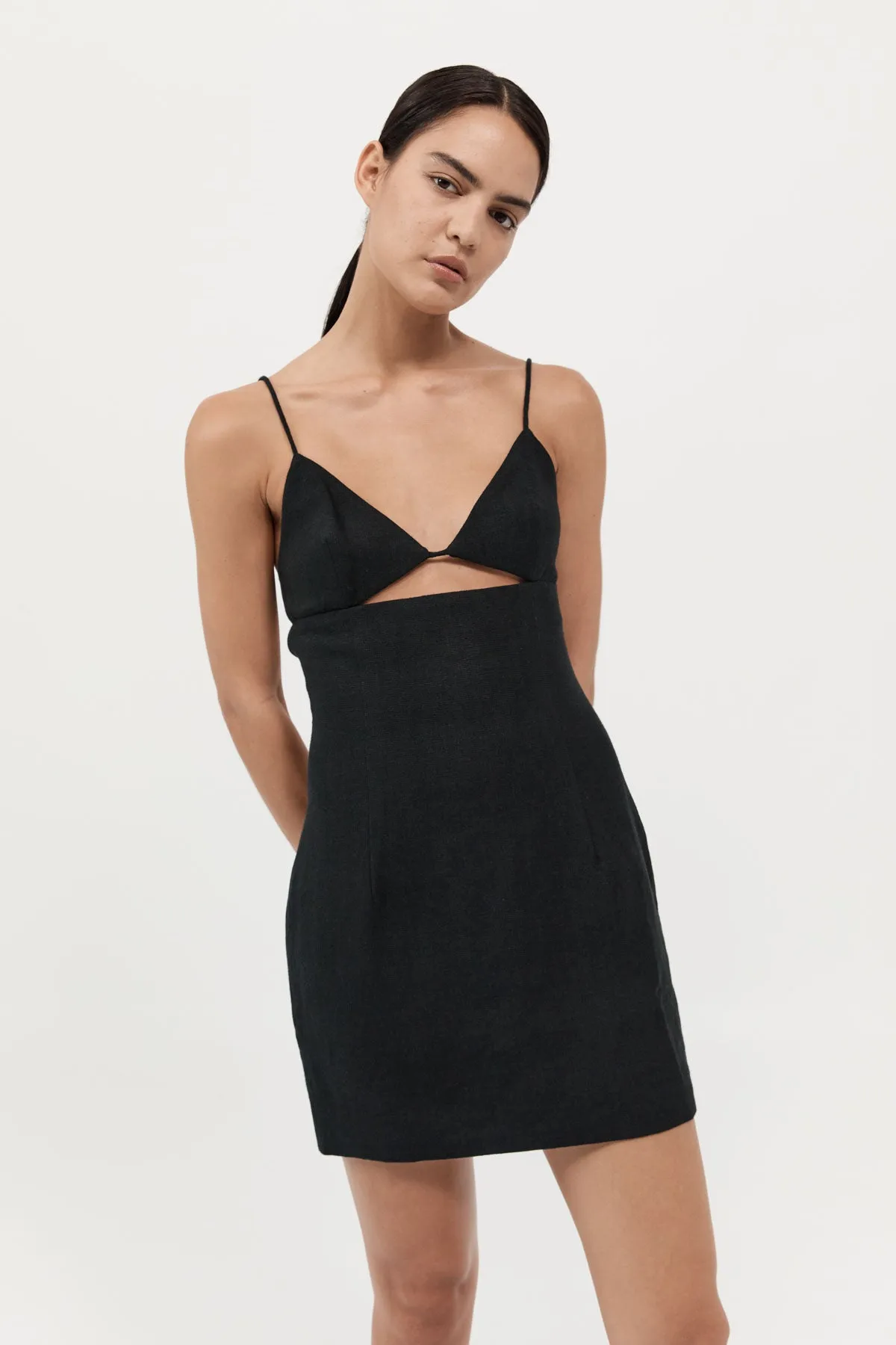 Linen Bra Mini Dress - Black sold by St. Agni product image thumbnail 3