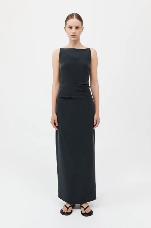Silk Tuck Dress - Black sold by St. Agni