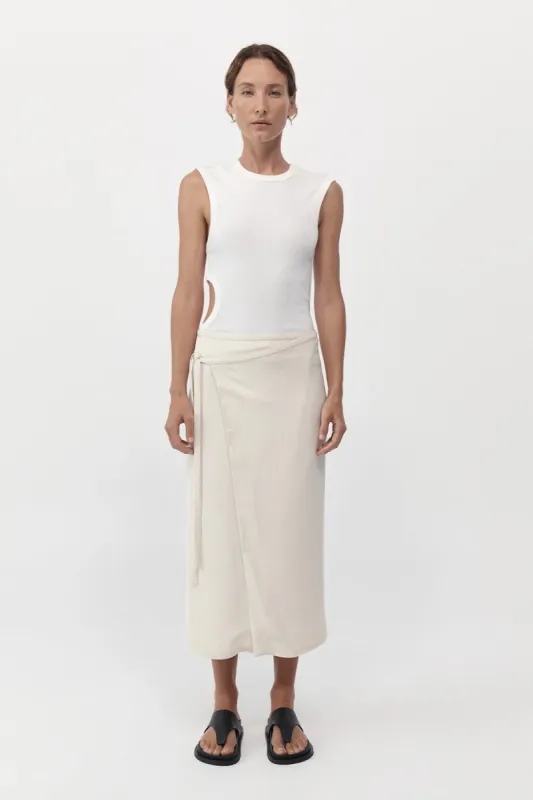 Midi Wrap Skirt - Cool White made by St. Agni