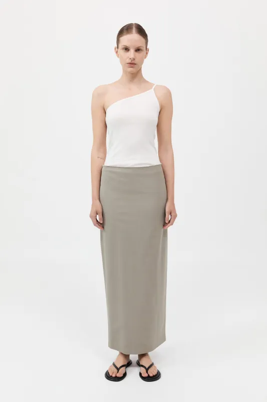 Raw Edge Column Maxi Skirt - Moss Grey made by St. Agni