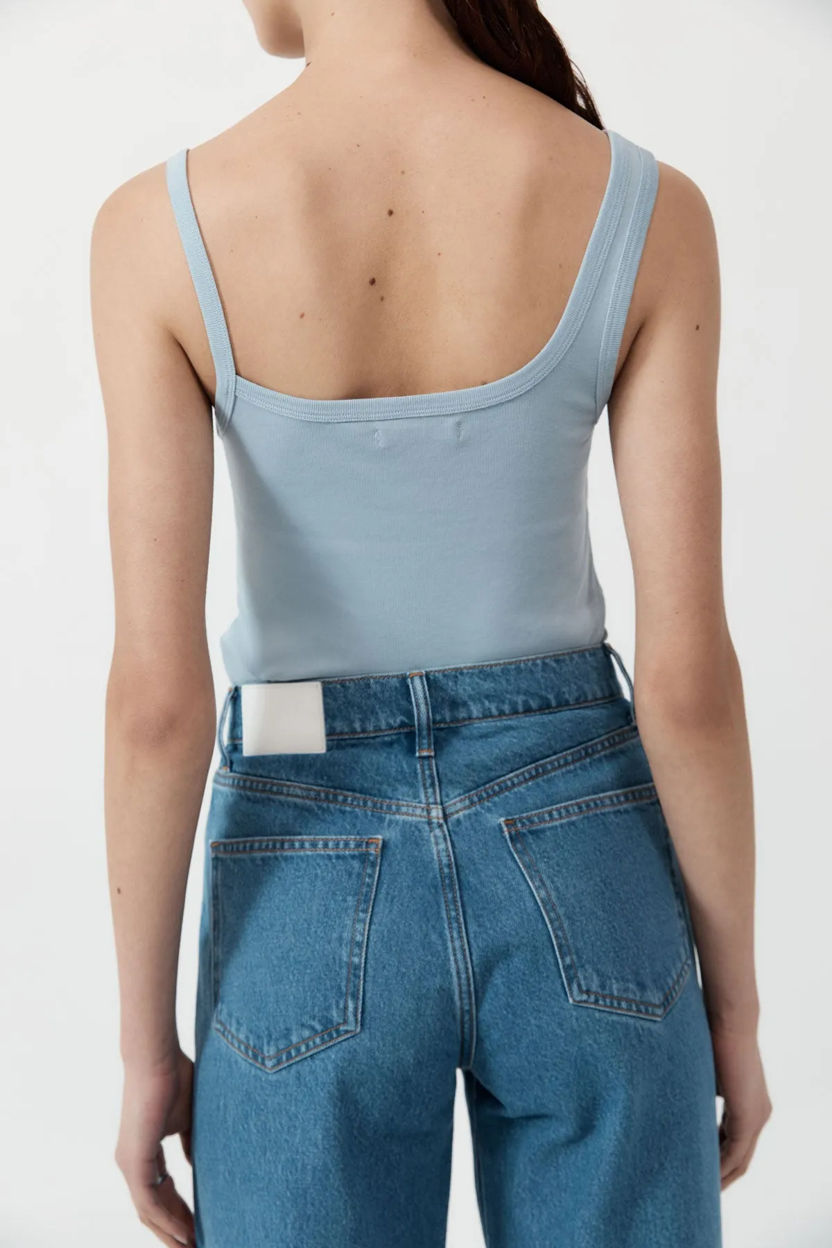 Organic Cotton Asymm Tank - Stone Blue sold by St. Agni product image thumbnail 4