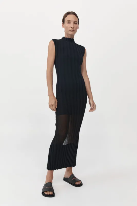 Fine Pleat Knit Dress - Black sold by St. Agni