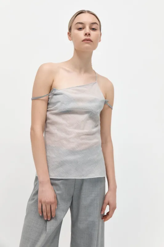 Asymmetric One Shoulder Top - Sheer Stripe sold by St. Agni