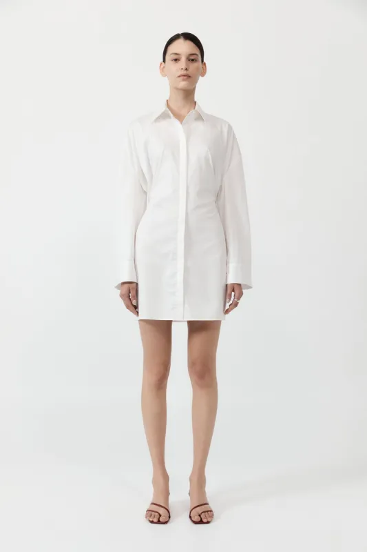 Cotton Oversized Shirt Dress - White made by St. Agni