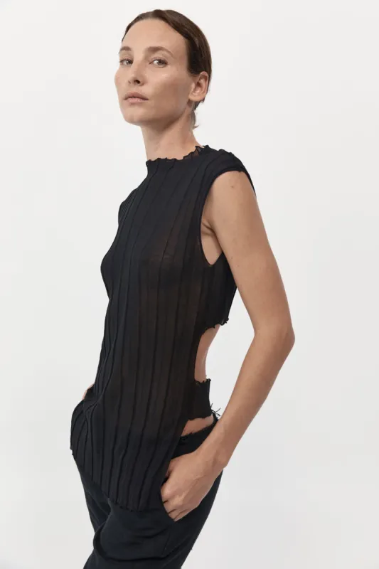 Fine Pleat Knit Top - Black sold by St. Agni