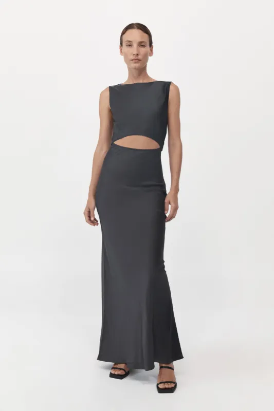 Soft Silk Cut Out Dress - Washed Black sold by St. Agni