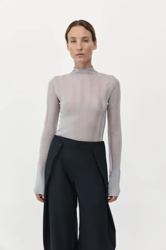 Fine Pleat Long Sleeve Top - Silver sold by St. Agni