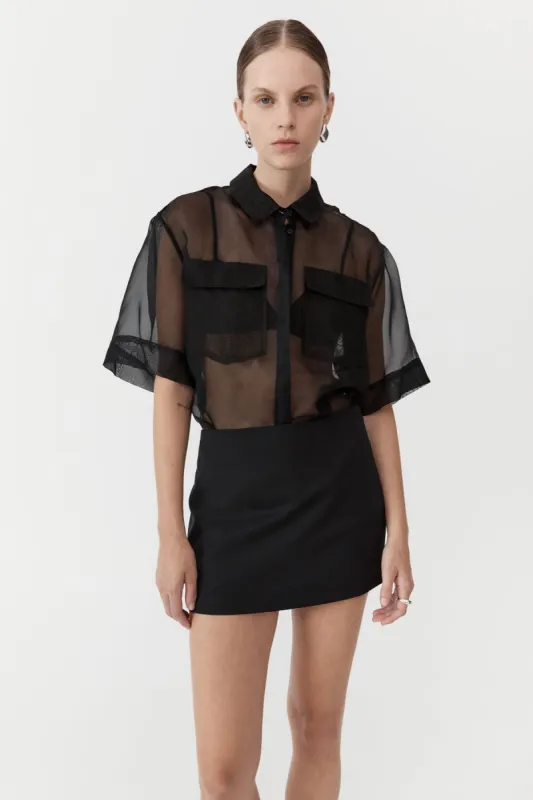 Sheer Organza Shirt - Black made by St. Agni