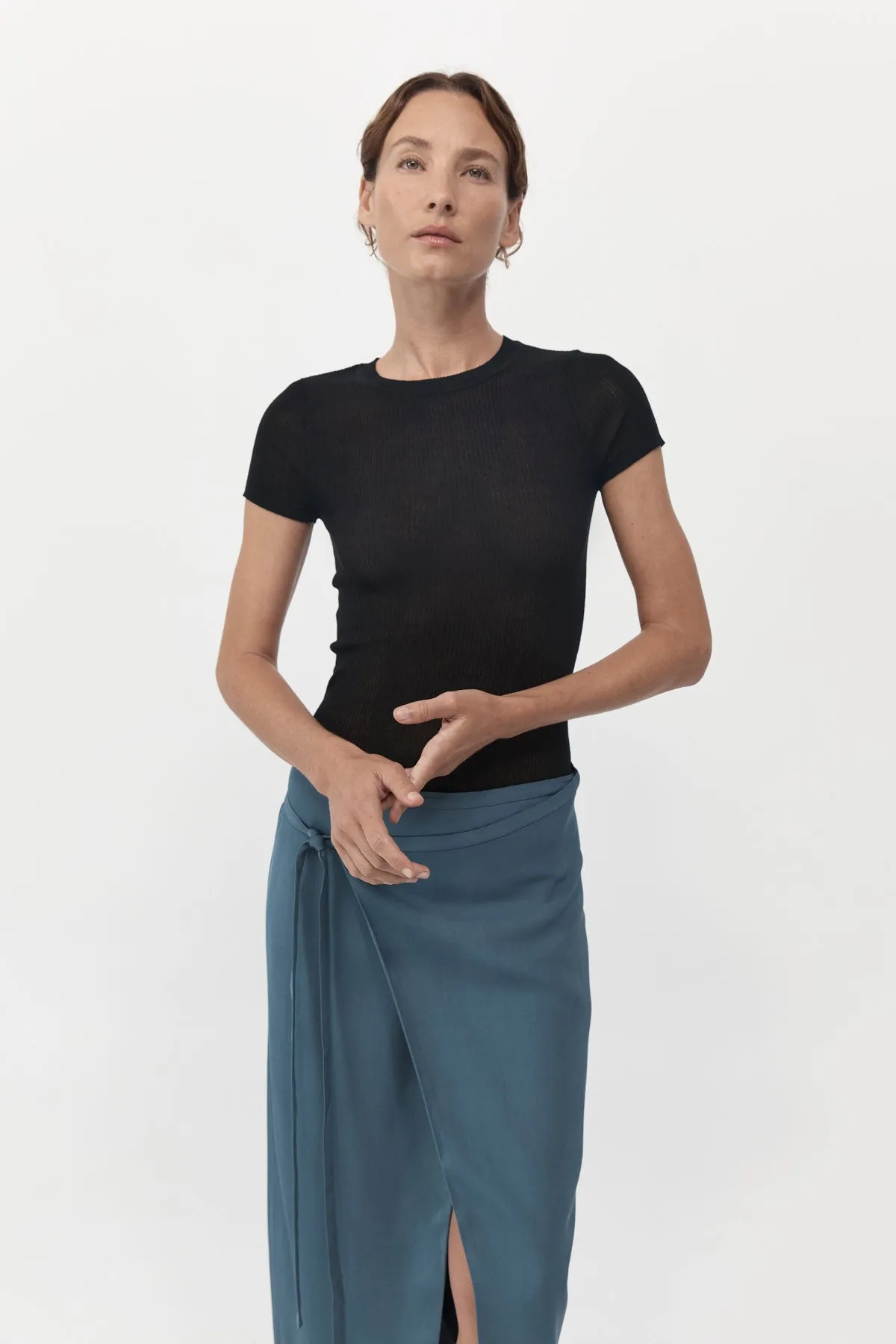 Second Skin Knit Tee - Black sold by St. Agni product image thumbnail 2