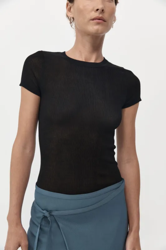 Second Skin Knit Tee - Black sold by St. Agni
