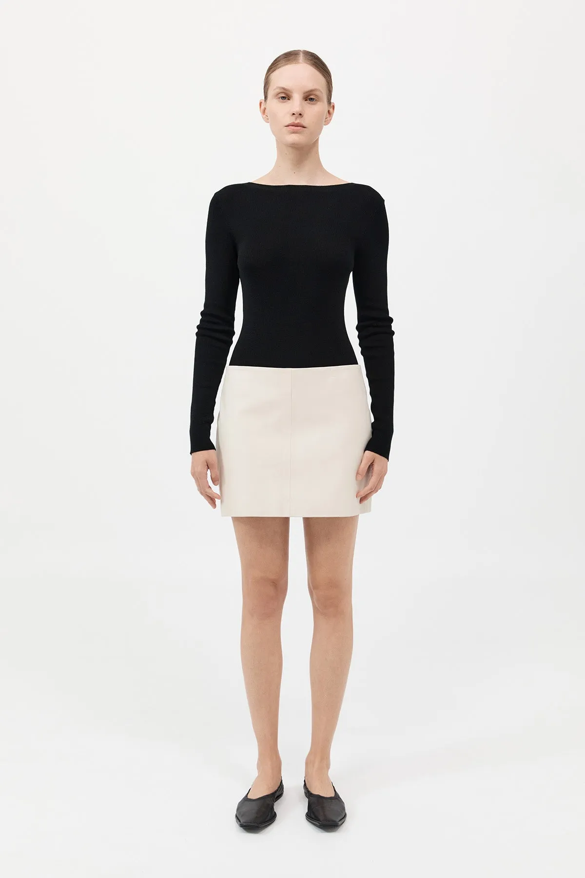 Leather Mini Skirt - Tofu sold by St. Agni