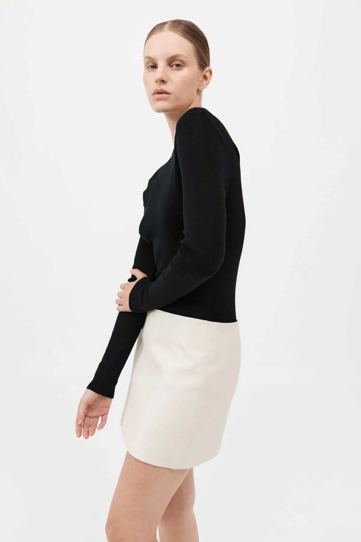 Leather Mini Skirt - Tofu sold by St. Agni product image thumbnail 3