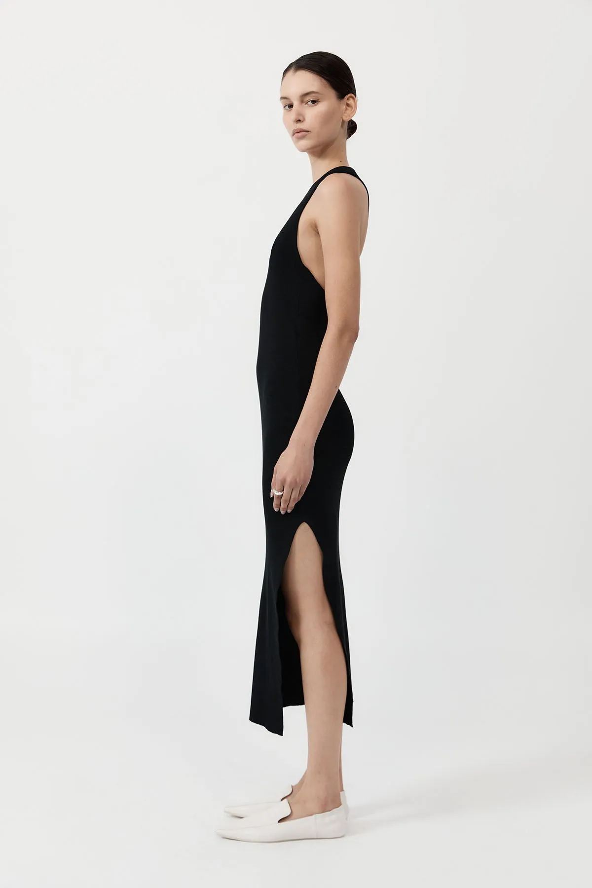 Plunge Neck Knit Dress - Black sold by St. Agni product image thumbnail 2