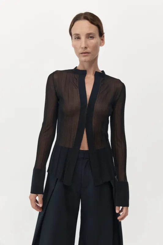 Fine Pleat Knit Shirt - Black sold by St. Agni