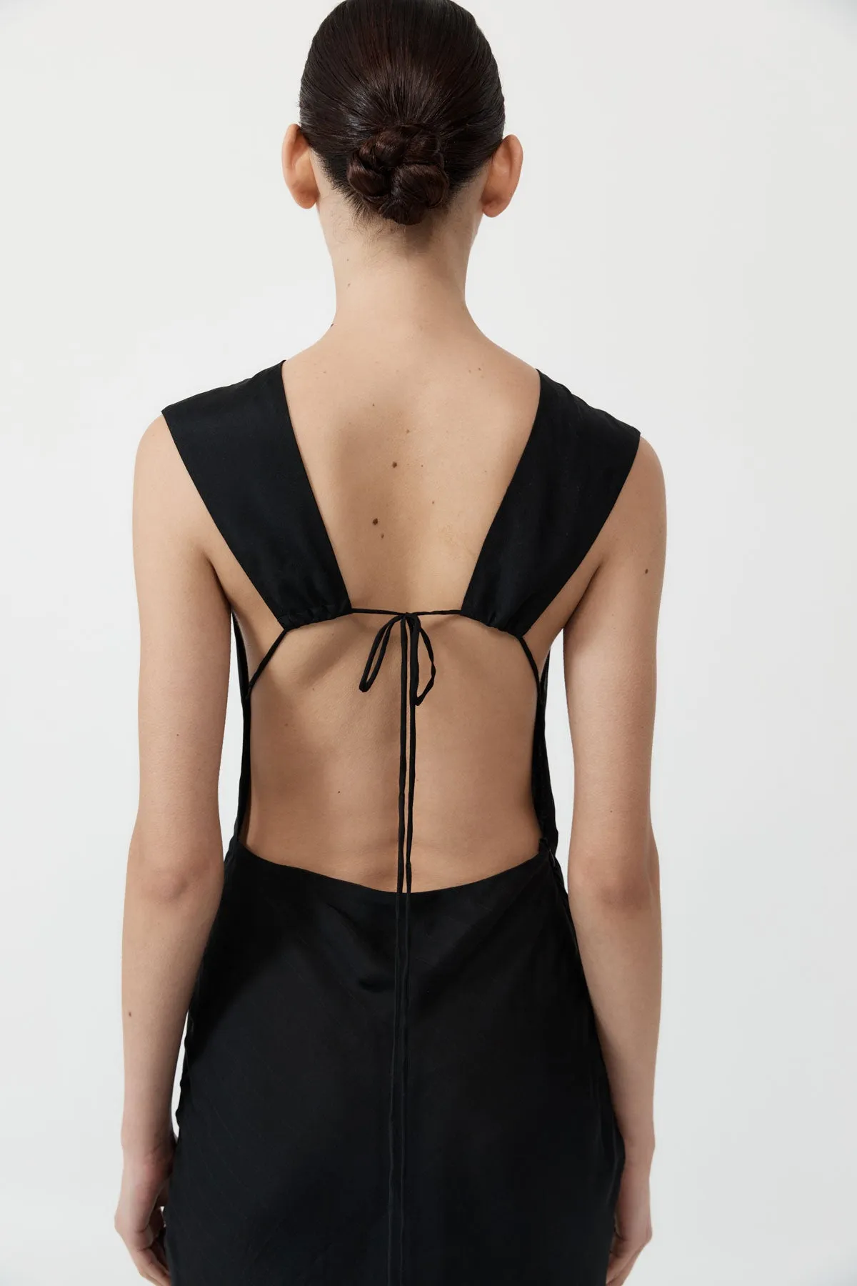 Pinstripe Silk Maxi Dress - Black sold by St. Agni product image thumbnail 4