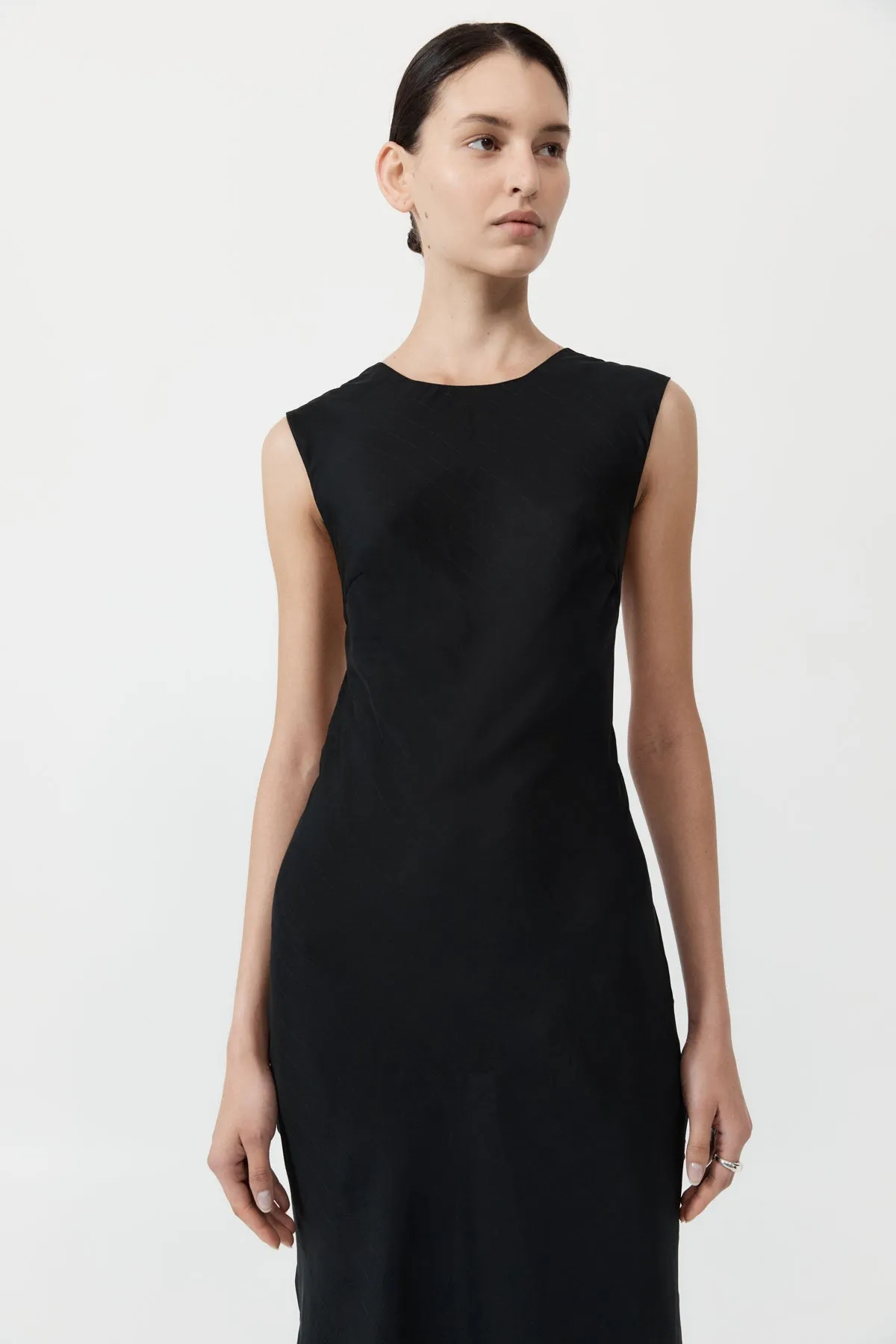 Pinstripe Silk Maxi Dress - Black sold by St. Agni product image thumbnail 3