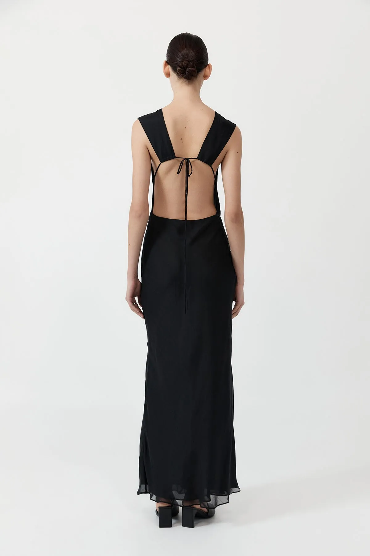 Pinstripe Silk Maxi Dress - Black sold by St. Agni product image thumbnail 5