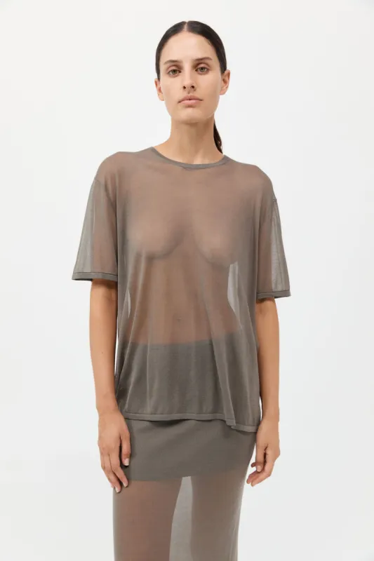 Sheer Oversized Tee - Smokey Olive sold by St. Agni